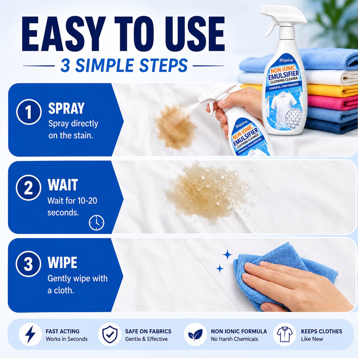 All-Purpose Clothing Stain Cleaner – Removes Coffee, Wine & Oil Stains in Seconds! BUY 1 GET 1 FREE